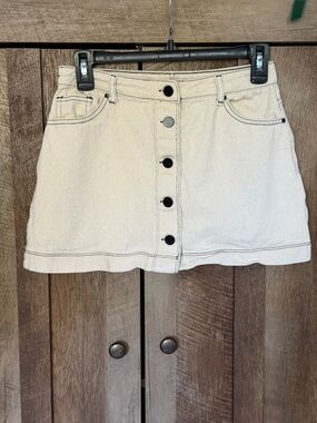 Stylish Cream Button-Front Kids Skirt